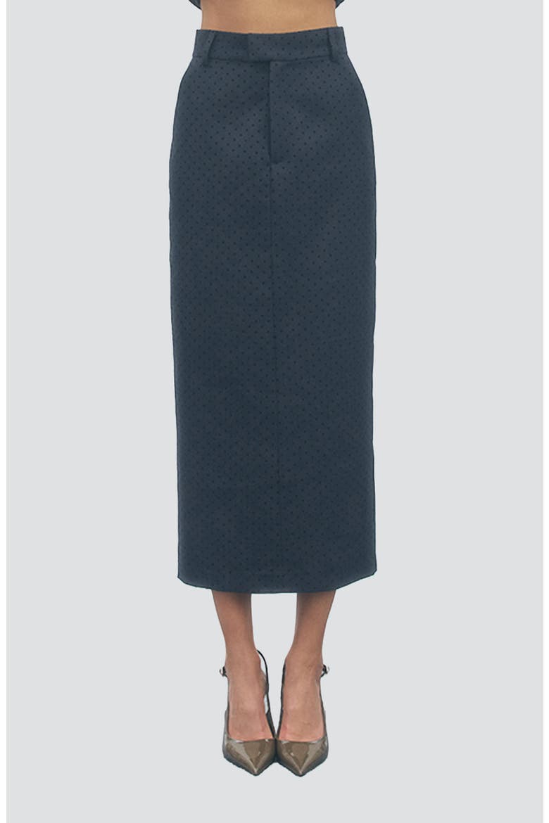 Bella Polka Dot Midi Skirt, Main, color, NAVY BLACK