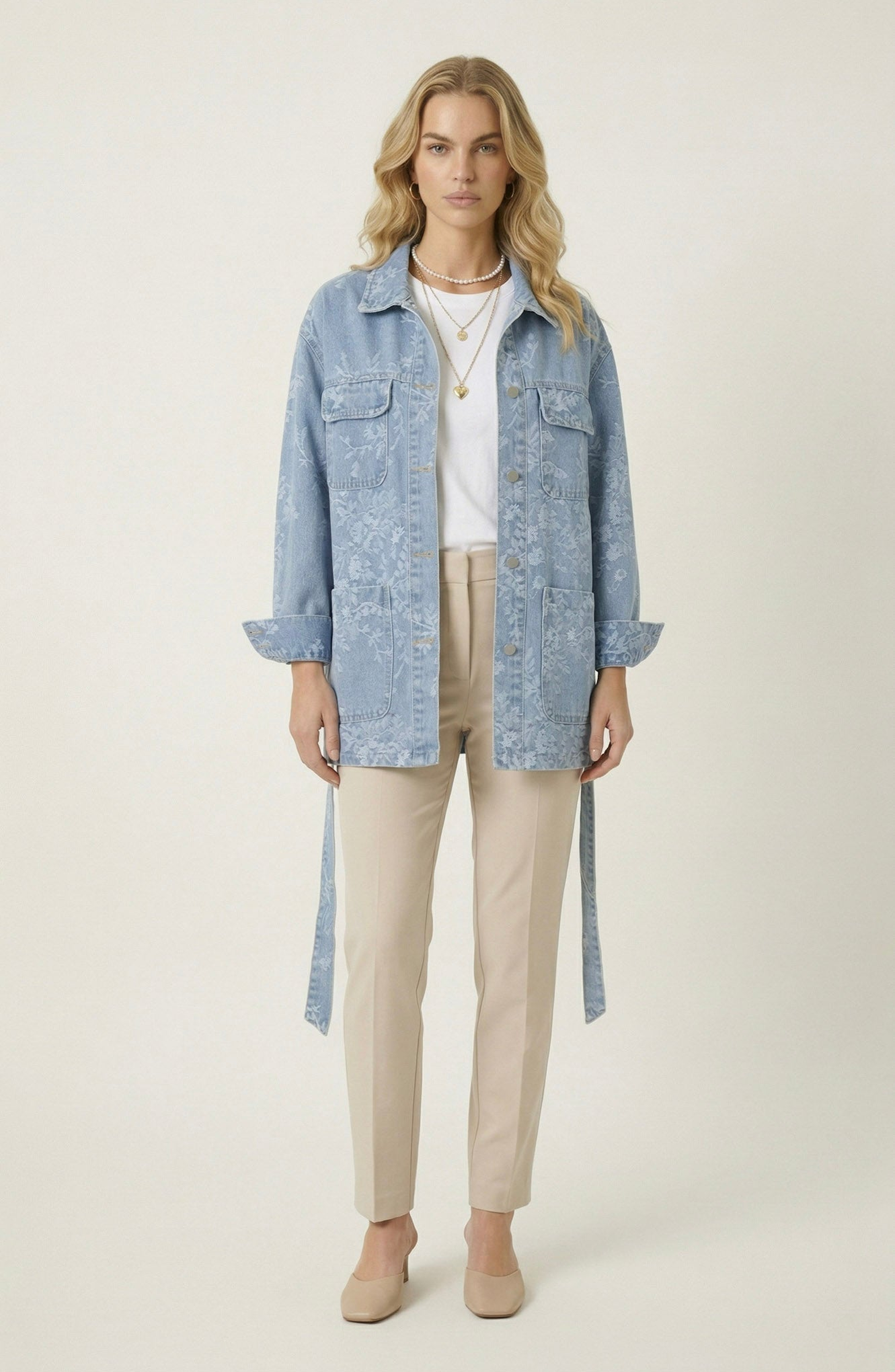 Floral Jacquard Denim Jacket