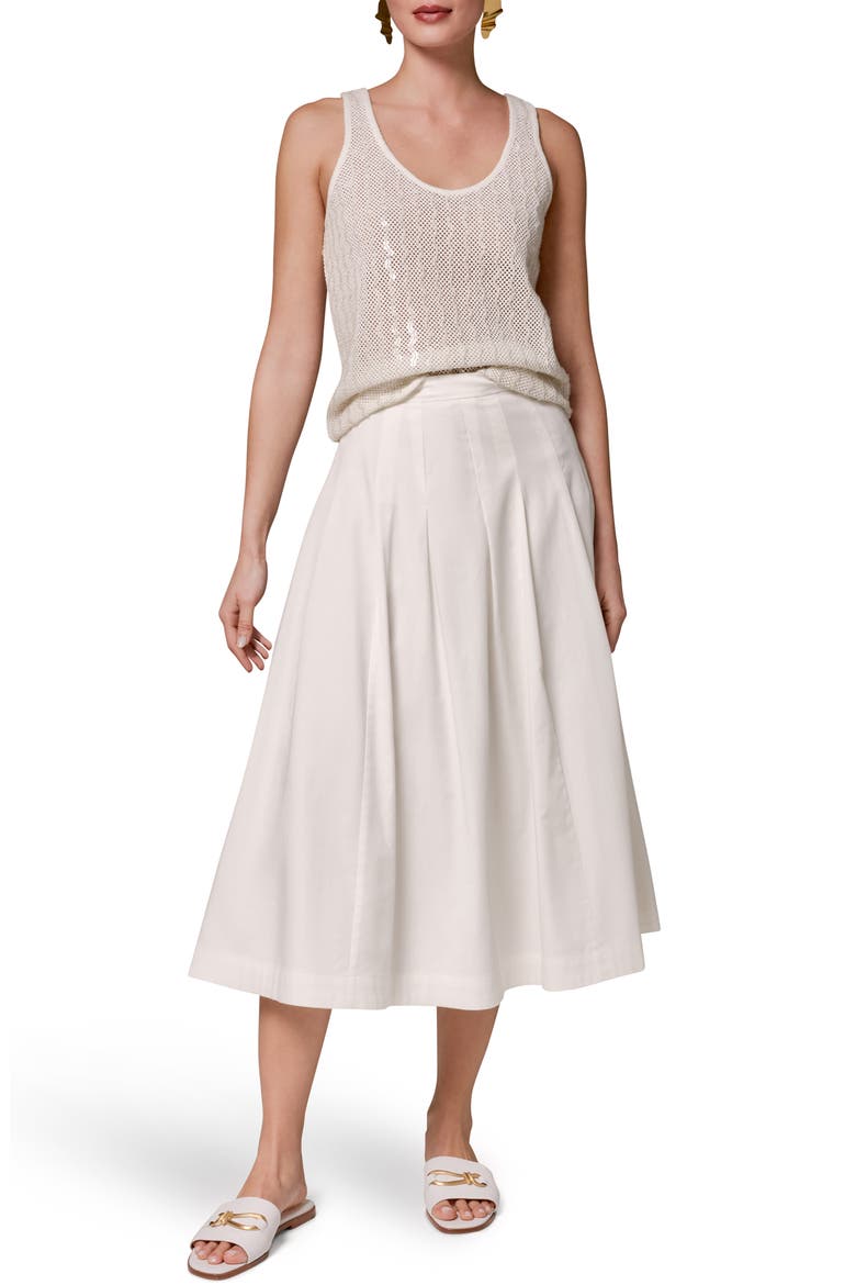 Pleated Midi Skirt, Alternate, color, CREAM
