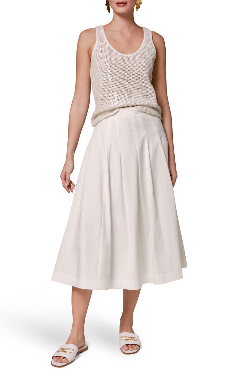Donna Karan New York Pleated Midi Skirt, Alternate, color, Cream