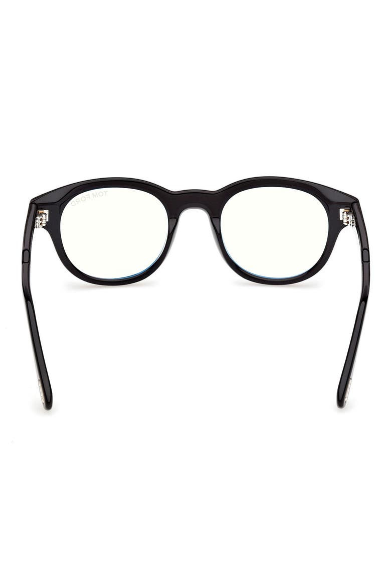 47mm Round Optical Glasses, Alternate, color, SHINY BLACK / T LOGO