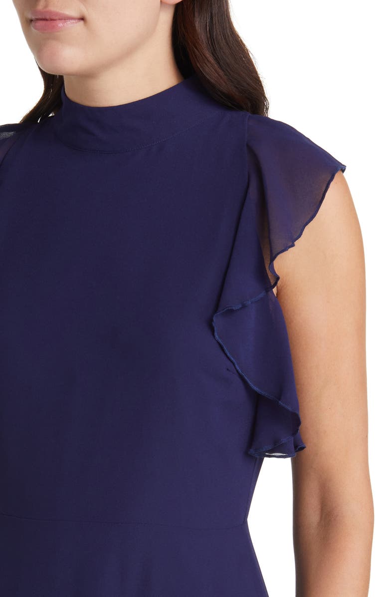 Sam Edelman Ruffle Mock Neck Midi Dress, Alternate, color, 