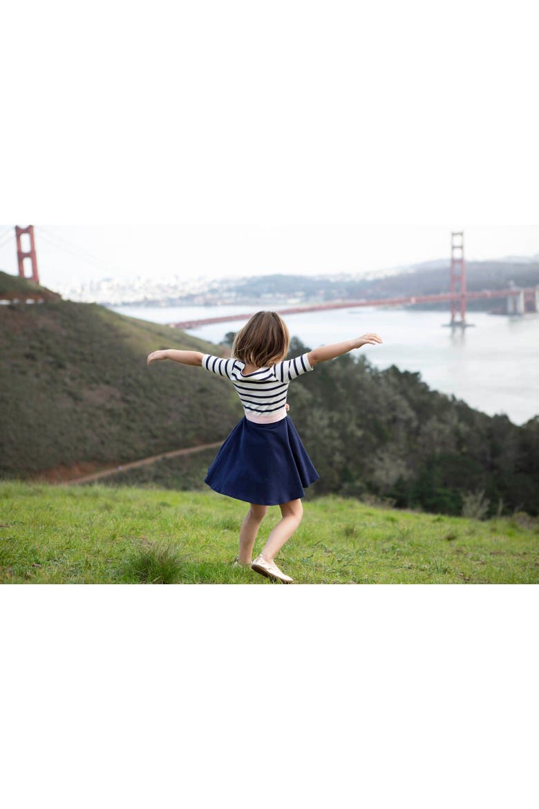 Girls' Organic Cotton Lightweight Blocked Skater Dress, Infant, Alternate, color, Classic Blue