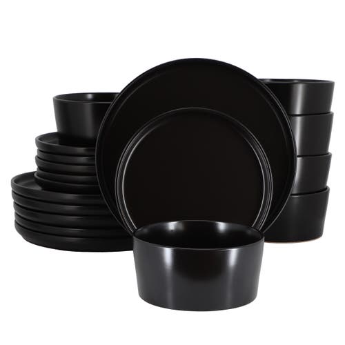 Elama Josh 18 Piece Stoneware Dinnerware Set In Black
