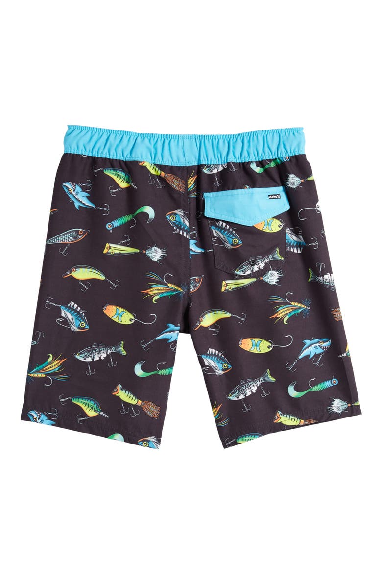 Kids' Fishing Lure Swim Trunks, Alternate, color, BLACK