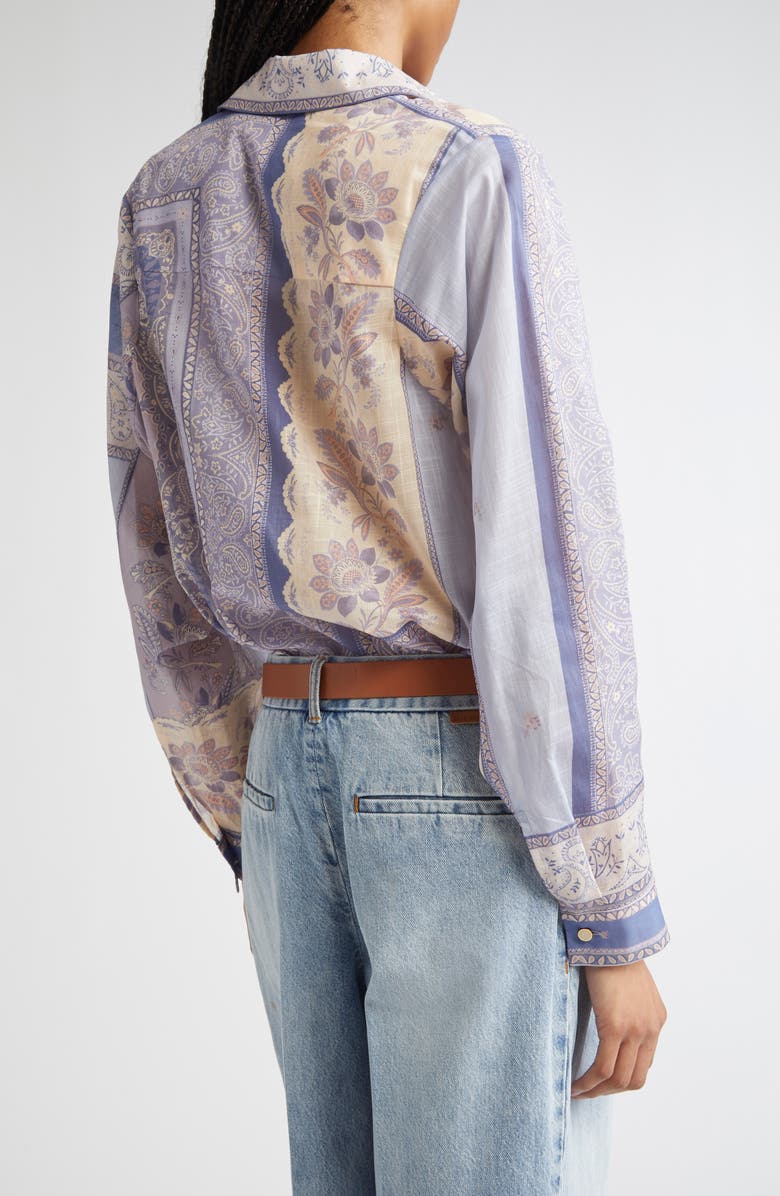 Zimmermann Lucky Bandana Print Relaxed Cotton Button-Up Shirt, Alternate, color, Blue Bandana