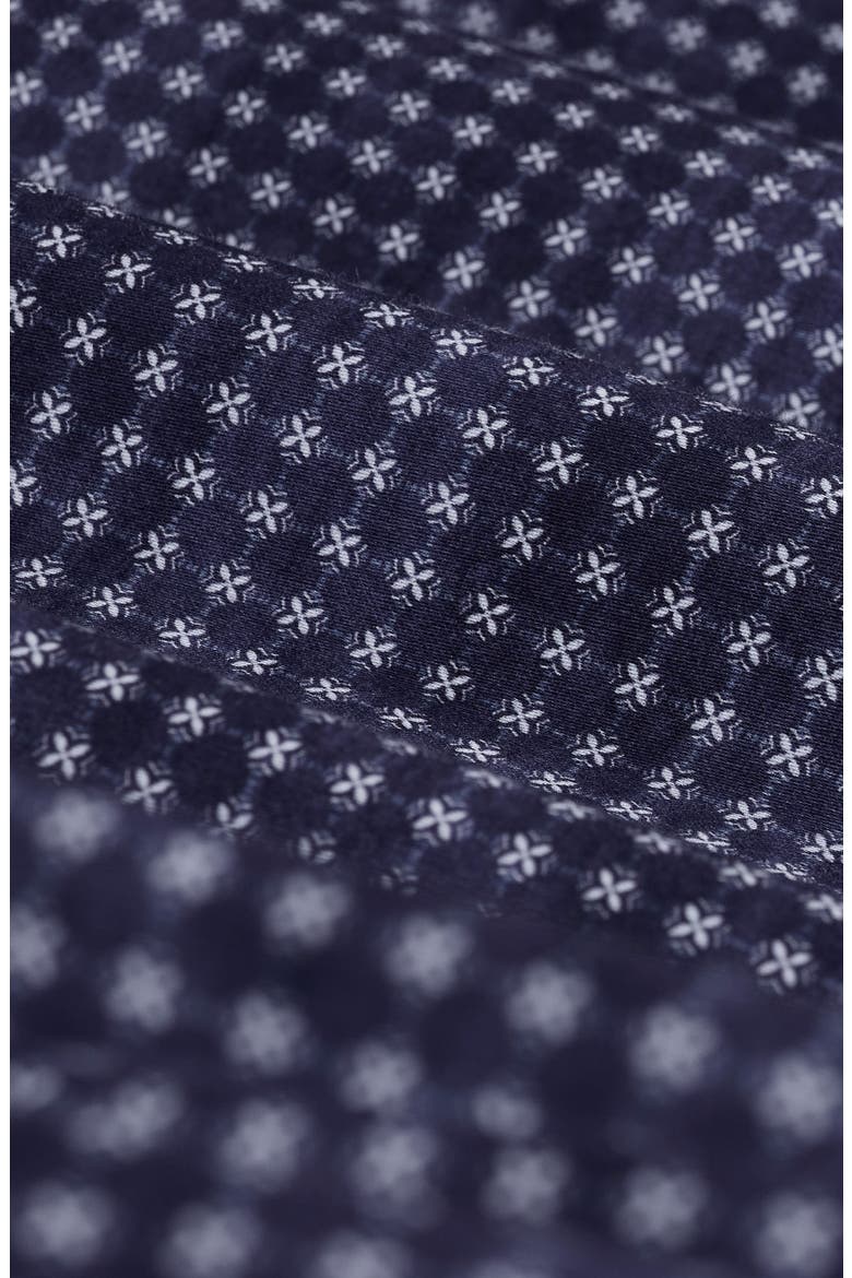 Axel Shaped Fit Geo Floral Stretch Cotton Button-Up Shirt, Alternate, color, NAVY