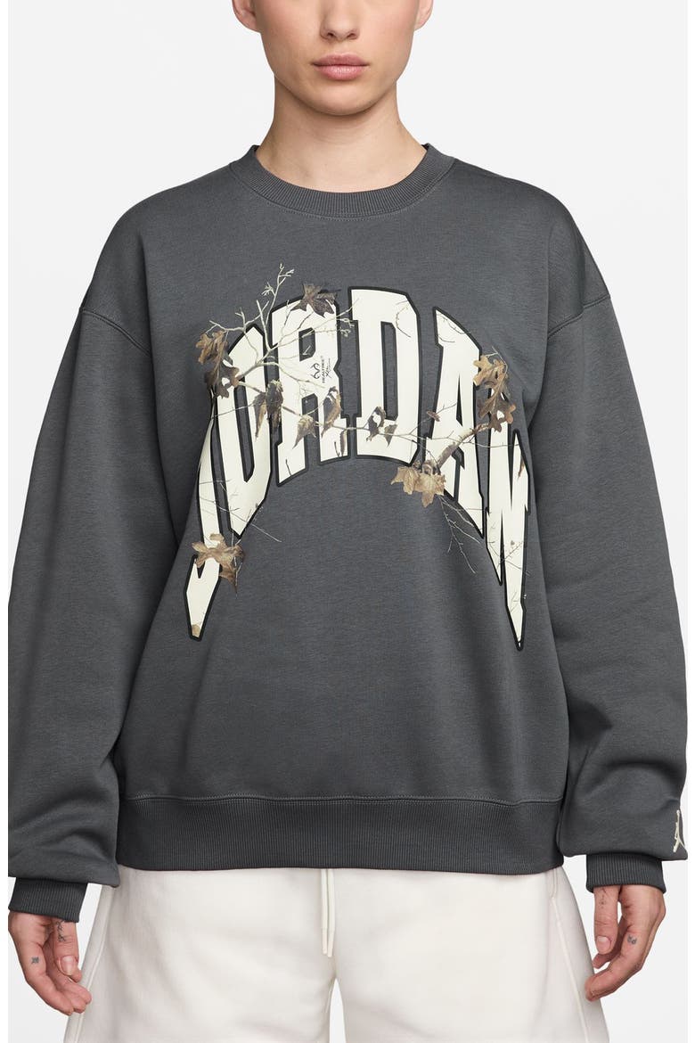 x Realtree Brooklyn Fleece Graphic Crewneck Sweatshirt, Main, color, IRON GREY/ SAIL