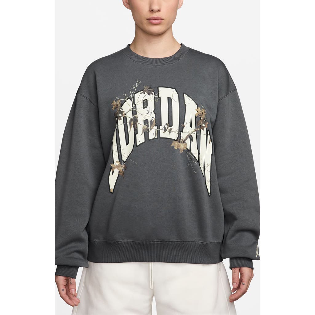 Jordan X Realtree Brooklyn Fleece Graphic Crewneck Sweatshirt In Gray