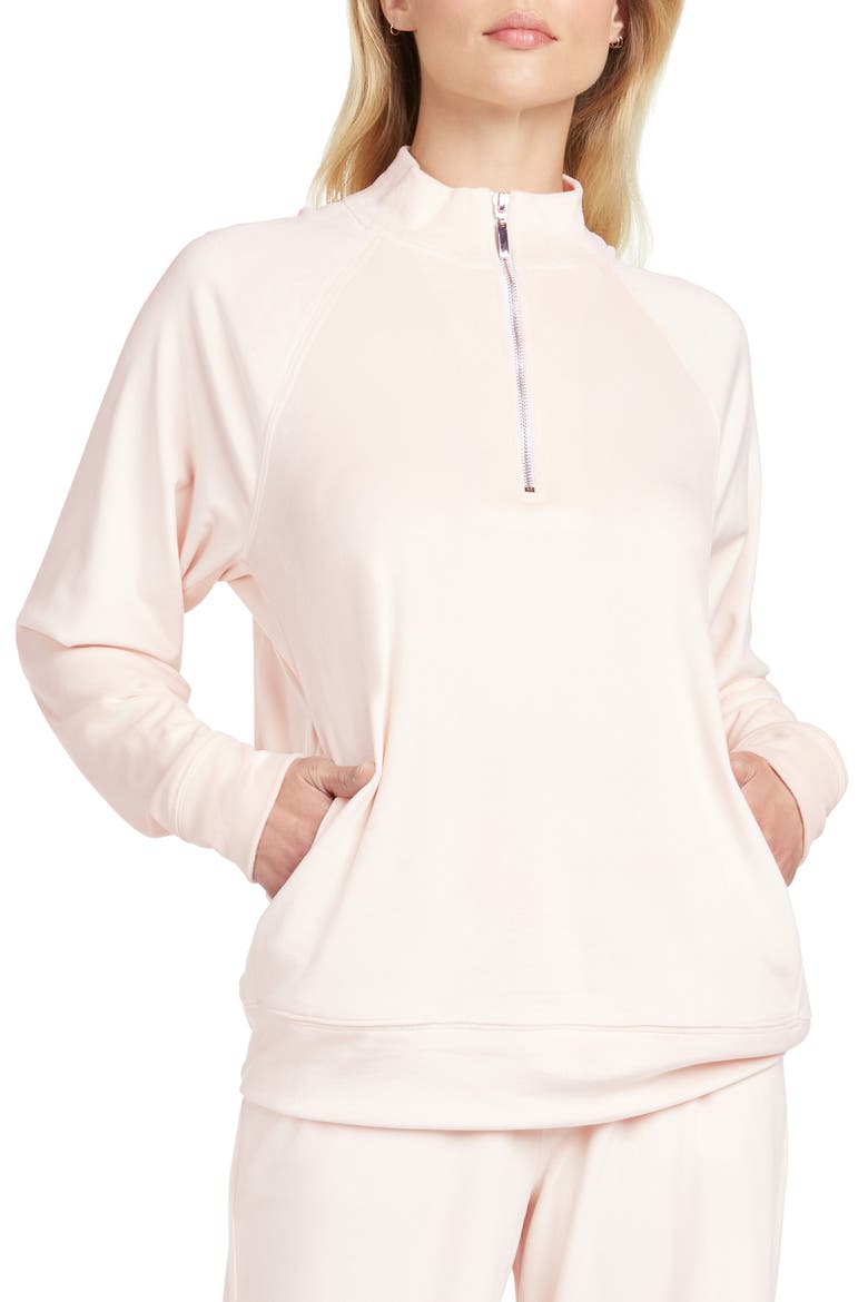 Raglan Sleeve Half Zip Pullover, Main, color, BLUSH