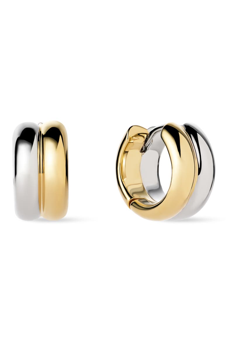 Asher Huggie Hoop Earrings, Main, color, GOLD / SILVER
