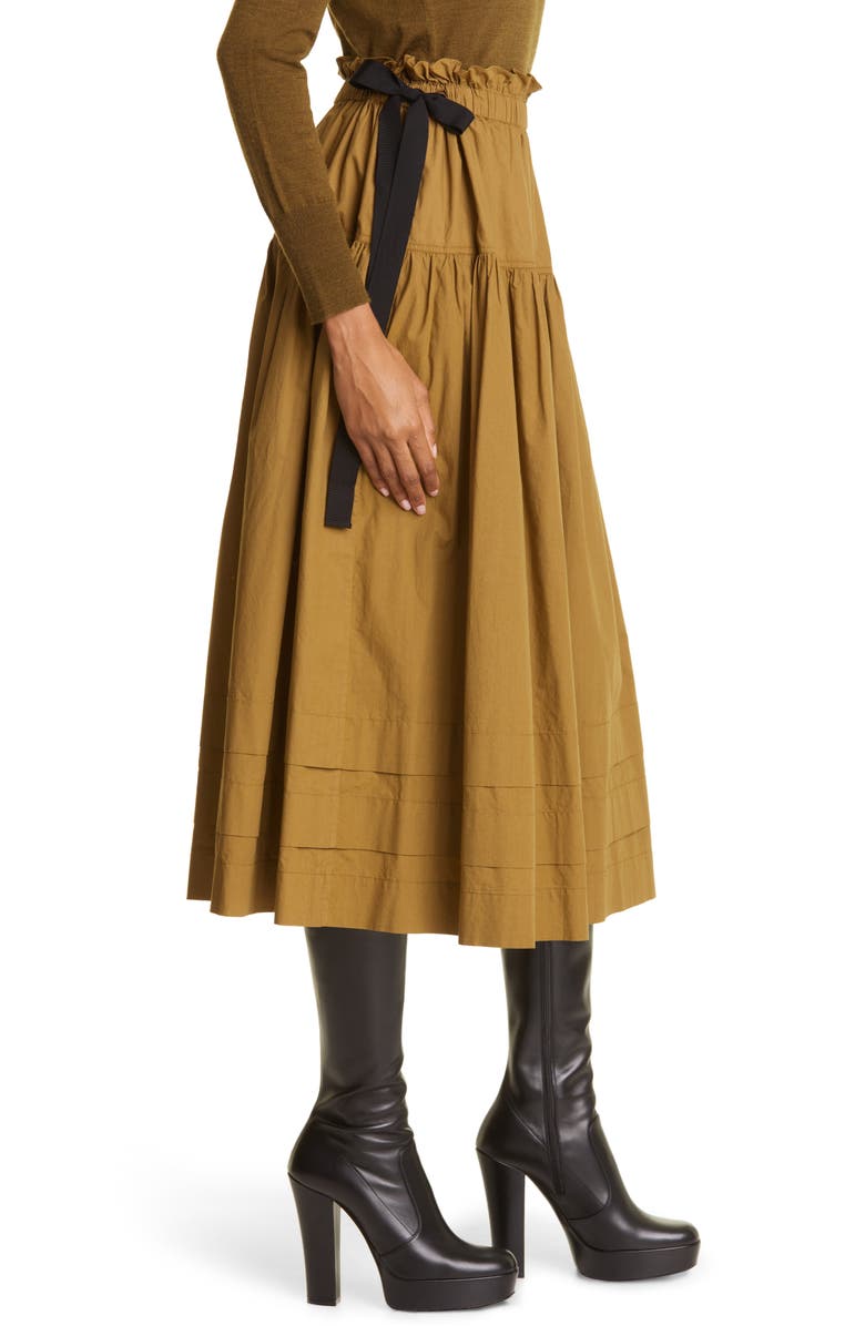 Ulla Johnson Astra Tiered Drawstring Cotton Midi Skirt, Alternate, color, 