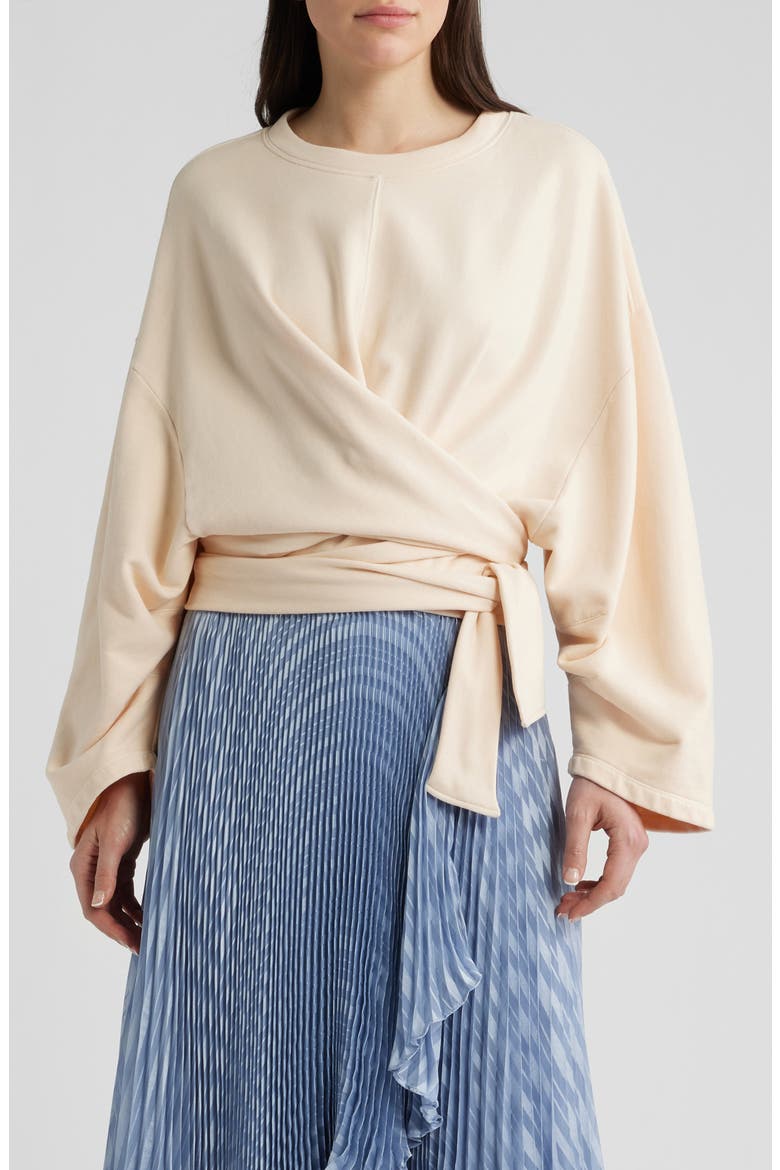 Ewani Tie Waist Cotton Sweatshirt, Main, color, OPEN BGE