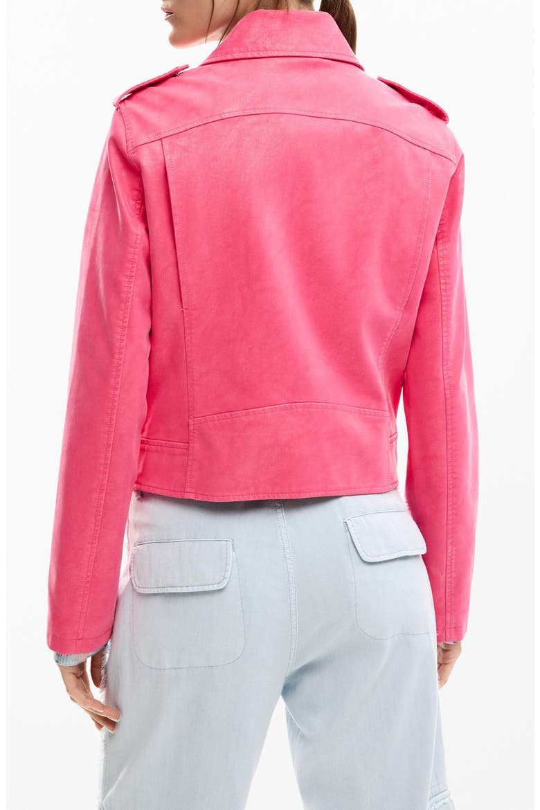 Faux Leather Moto Jacket, Alternate, color, LIGHT PINK