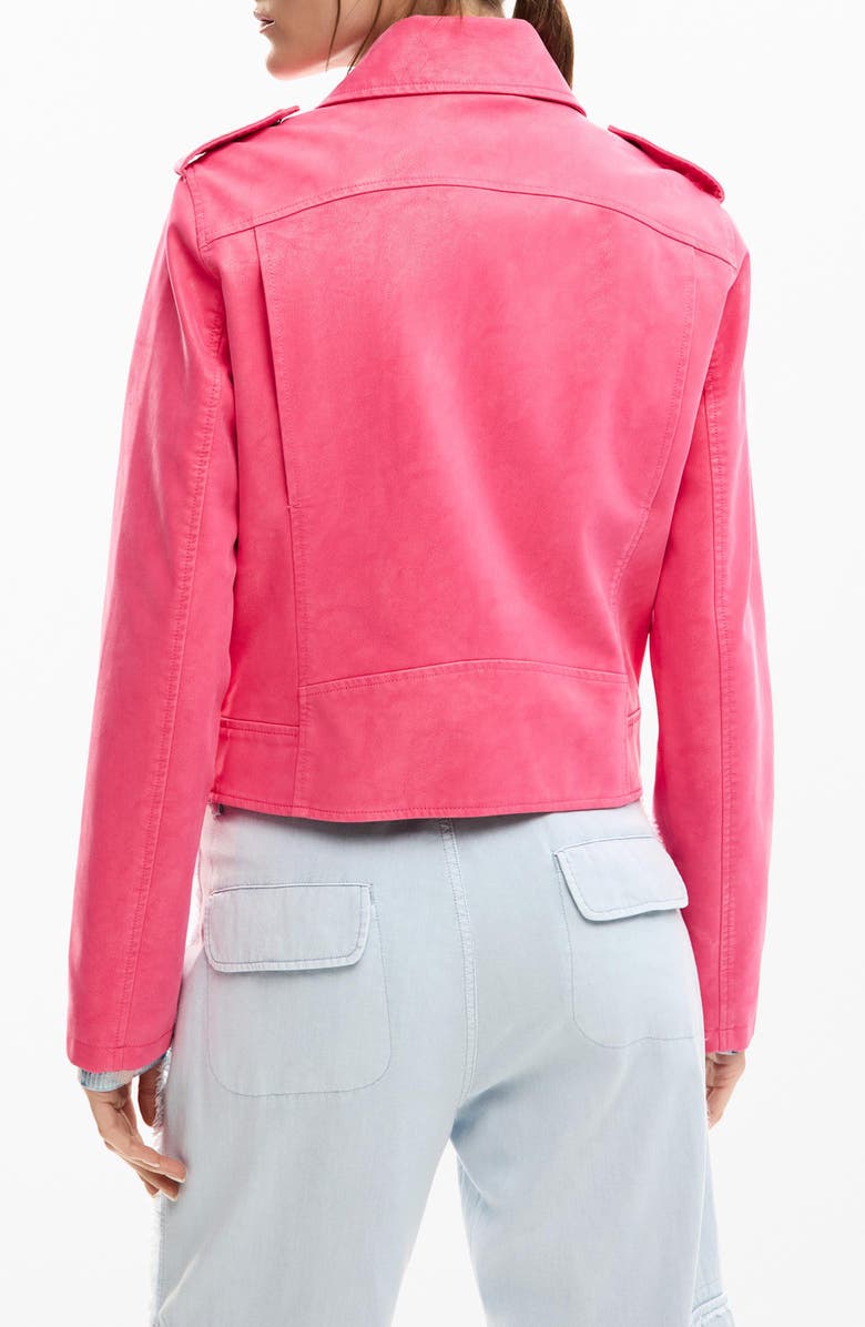Desigual Faux Leather Moto Jacket, Alternate, color, Light Pink