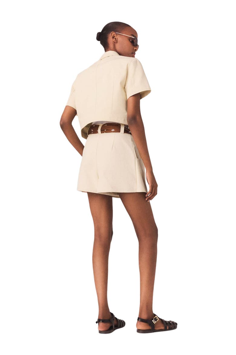 Short-sleeved cropped jacket, Alternate, color, Ecru