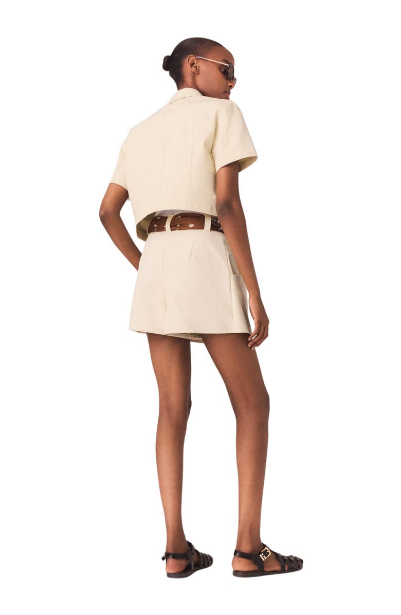 maje Short-sleeved cropped jacket, Alternate, color, Ecru