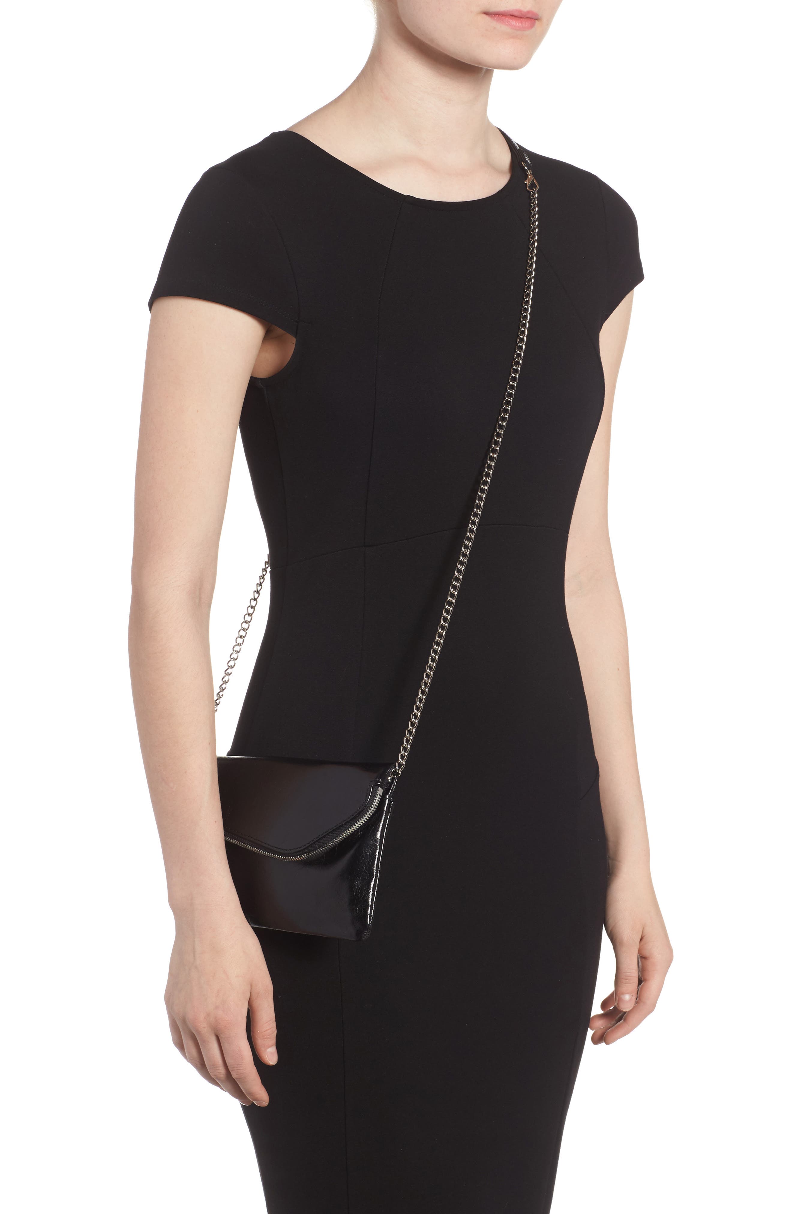 'Daria' Leather Crossbody Bag, Alternate, color, BLACK