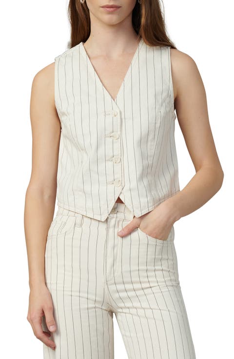 The Relaxed Stripe Stretch Cotton Crop Vest