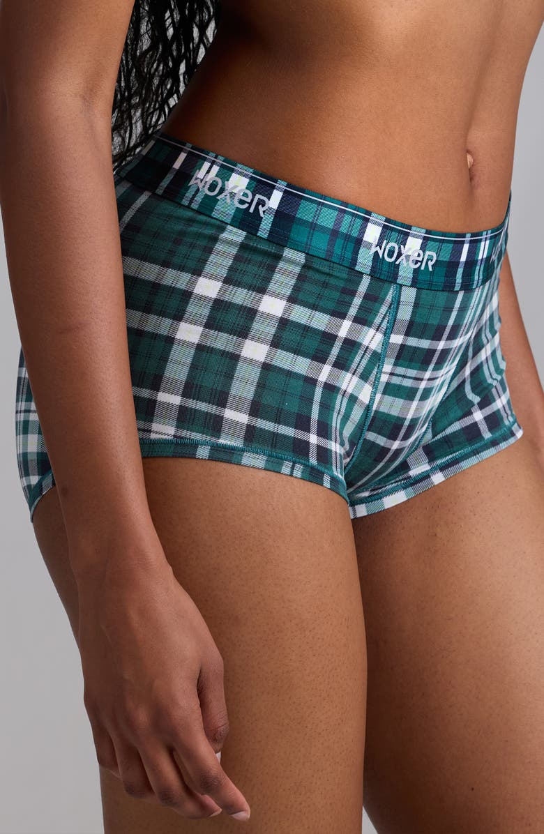 Woxer Bold Ultrasoft Boyshorts, Alternate, color, Balsam Plaid