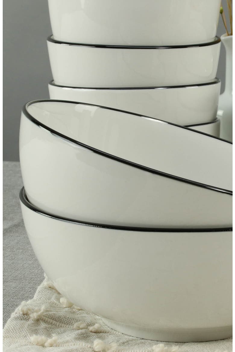 Set of 2 Silhouette Serving Bowls, Alternate, color, WHITE W/ BLACK
