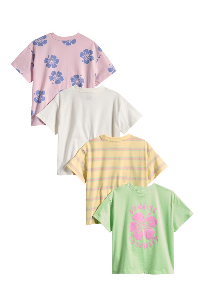 Kids' 4-Pack Assorted Cotton T-Shirts, Alternate, color, PINK