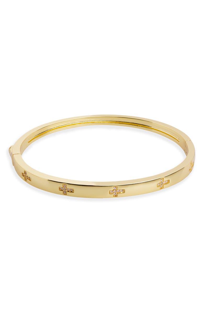 ARGENTO VIVO Cubic Zirconia Bar Hinge Bangle, Main, color, Gold