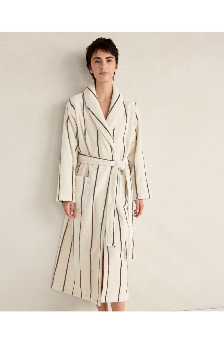 Haven Well Within Plush Terry Striped Robe + Tote Set, Main, color, Ivory/Sugar Chestnut