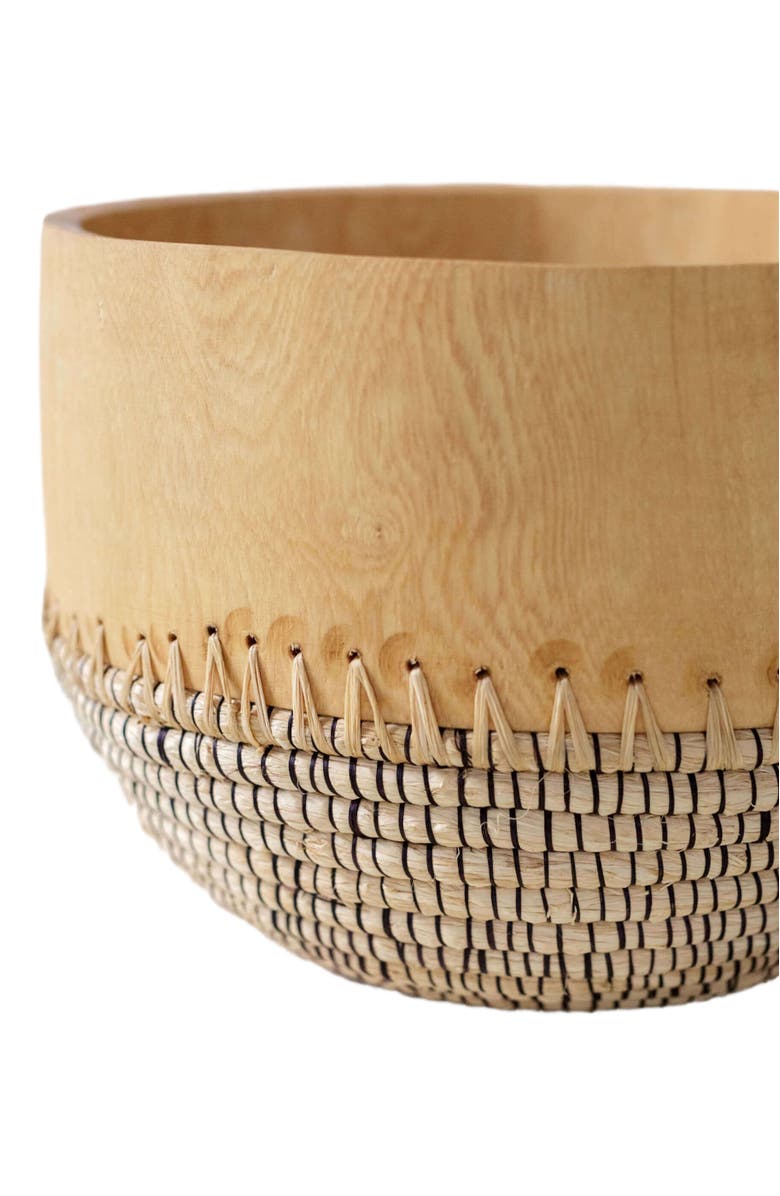 indego africa Copabu Wooden + Woven Bowl, Alternate, color, 