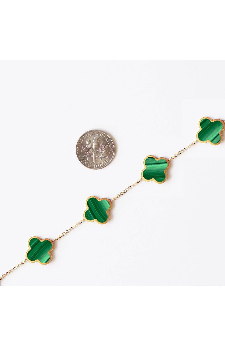The Lovery Fine Jewelry Large Malachite Clover Bracelet, Alternate, color, Malachite