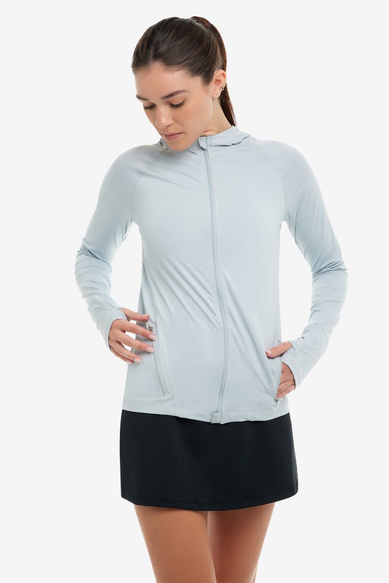 Women's Long Sleeve Full Zip Hoodie Jacket with Sun and UV Protection, Alternate, color, Soft Gray