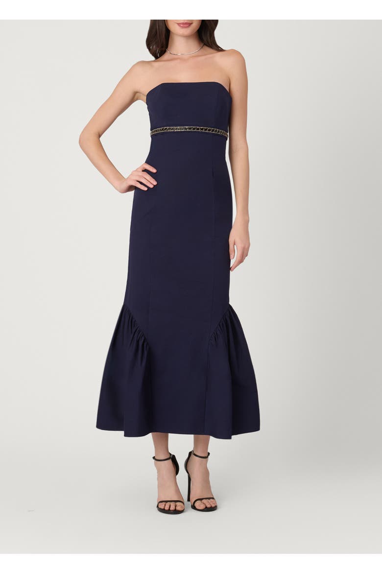 Midnight Embellished Cotton Faille Ashton Dress, Main, color, Navy
