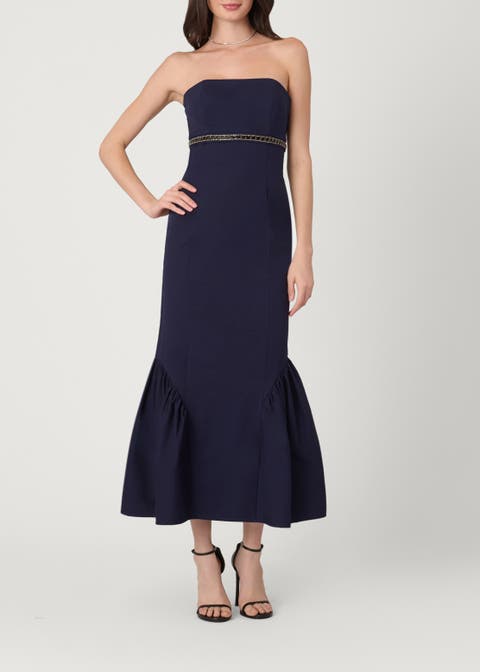 Midnight Embellished Cotton Faille Ashton Dress