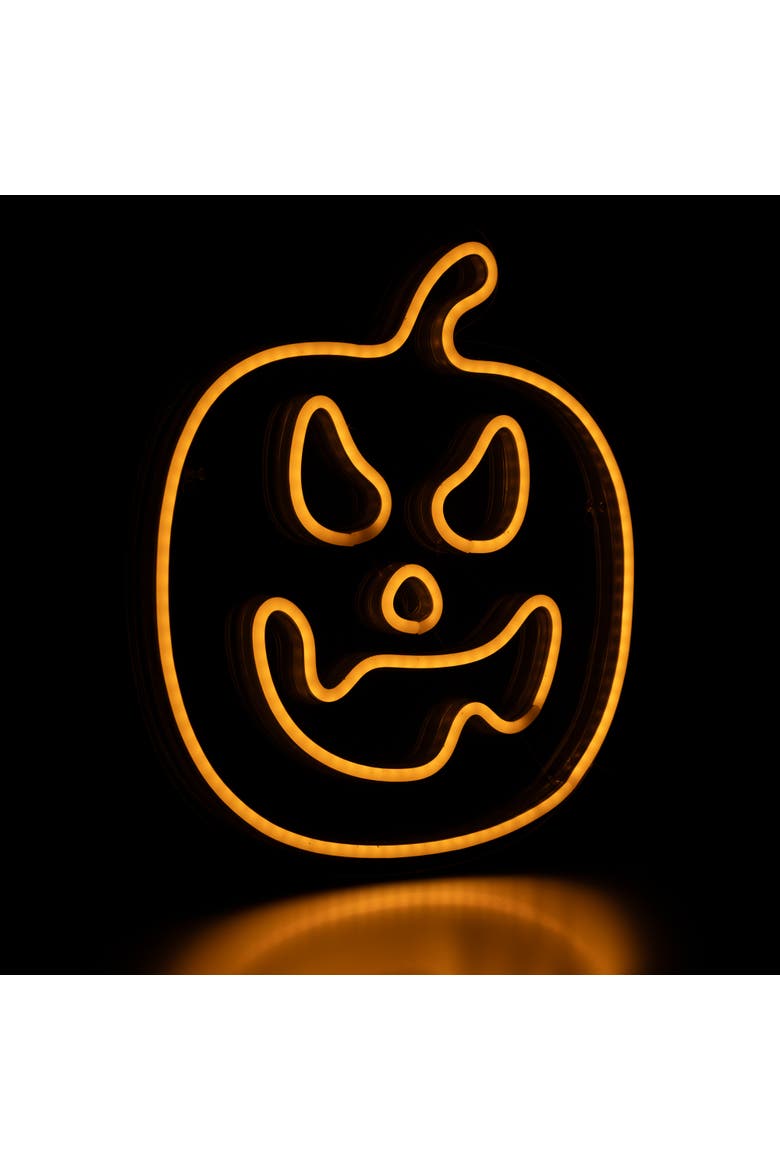LED Jack-O-Lantern Neon Lighted Halloween Wall or Window Decoration - 15" - Orange, Alternate, color, Orange