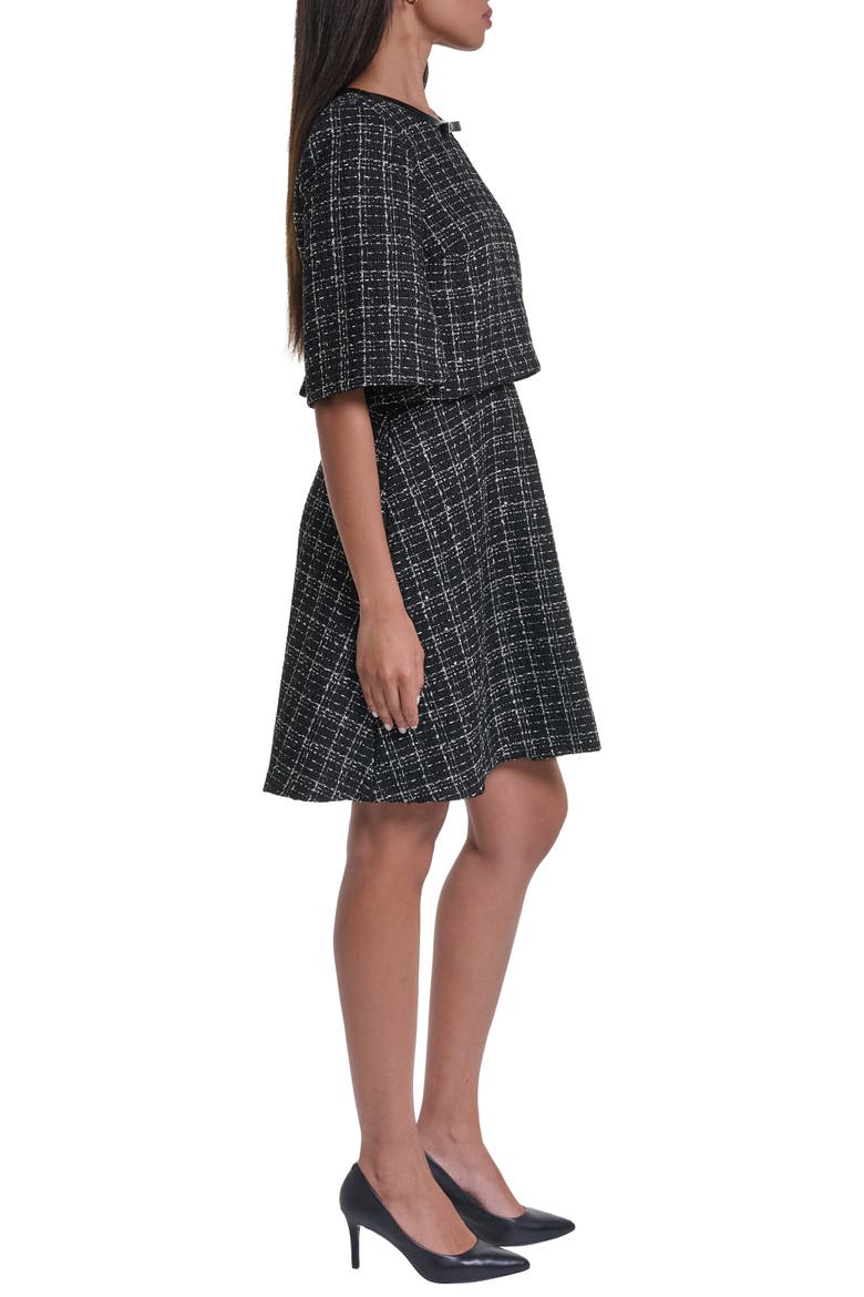 Sequin Plaid Tweed Dress, Alternate, color, BLACK/ GOLD MULTI