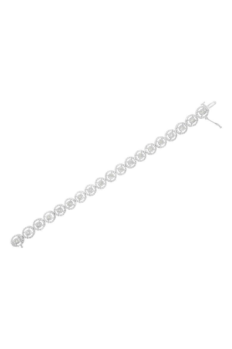 Silver 1.0 Cttw Diamond Nested Circle Miracle Set Open Wheel Link Bracelet, Alternate, color, White
