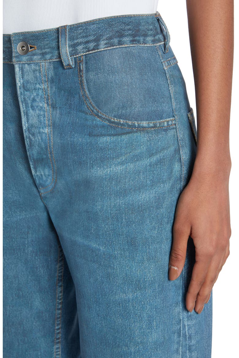 Denim Print High Waist Leather Jeans, Alternate, color, 4600 MEDIUM BLUE DENIM