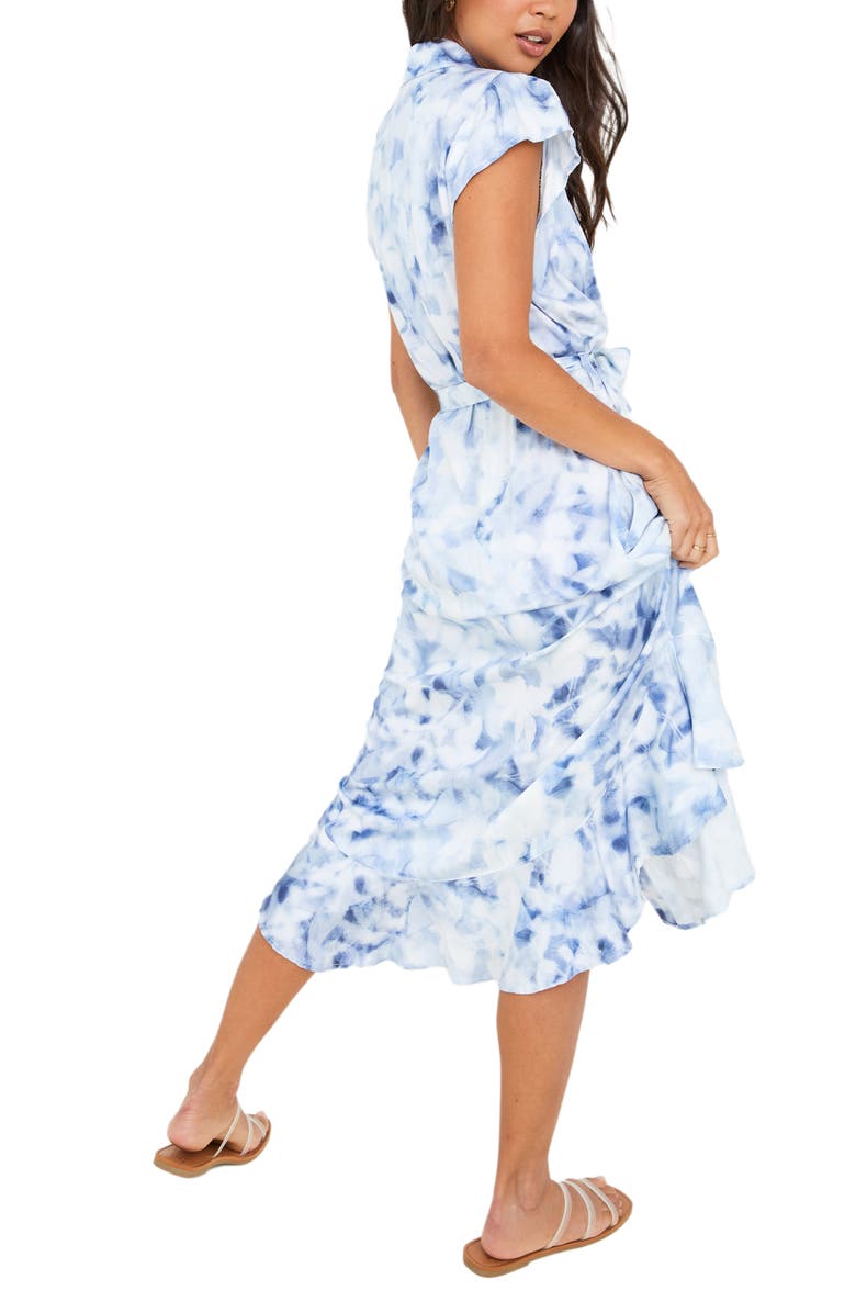 Bella Dahl Floral Ruffle Hem Midi Shirtdress, Alternate, color, 