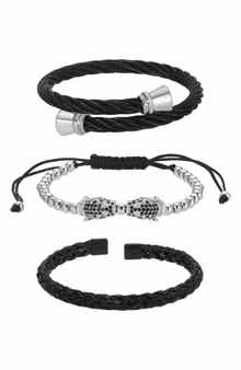 EYE CANDY LOS ANGELES Men's Lev Crystal 3-Pack Assorted Bracelets