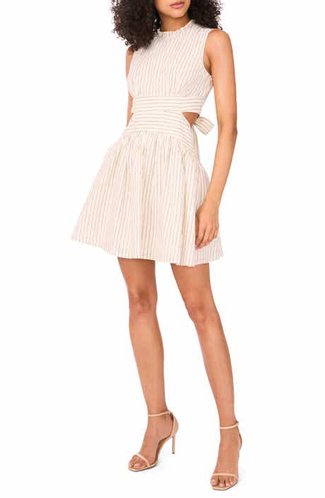 Parker The Julianne Stripe Cutout Linen & Cotton Minidress