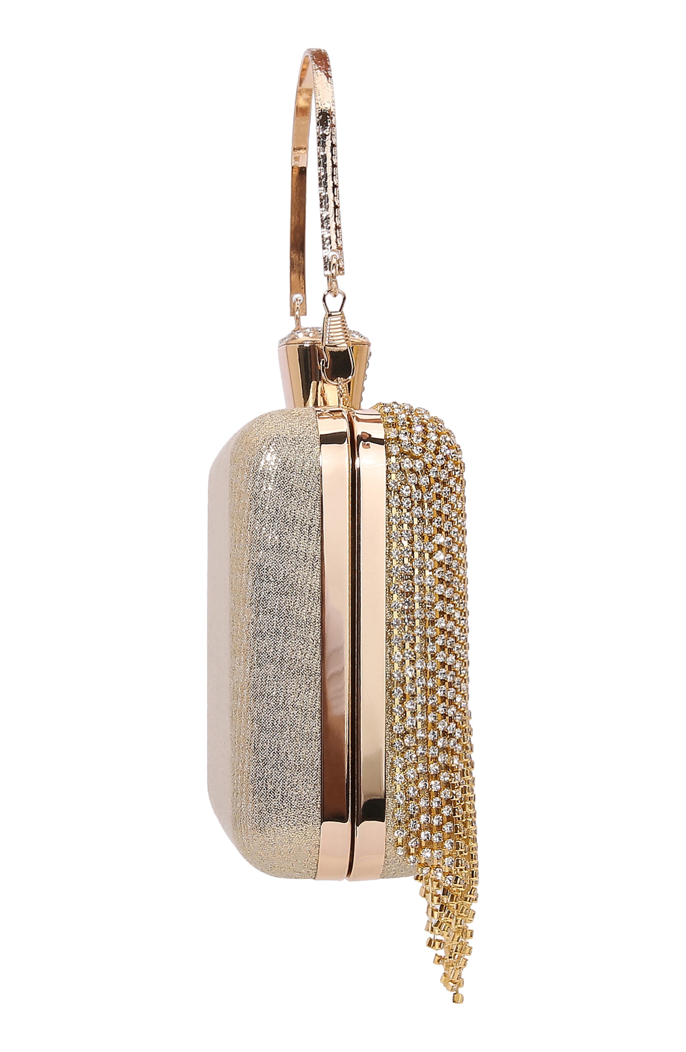 Fringe Rhinestone Bag, Alternate, color, GOLD