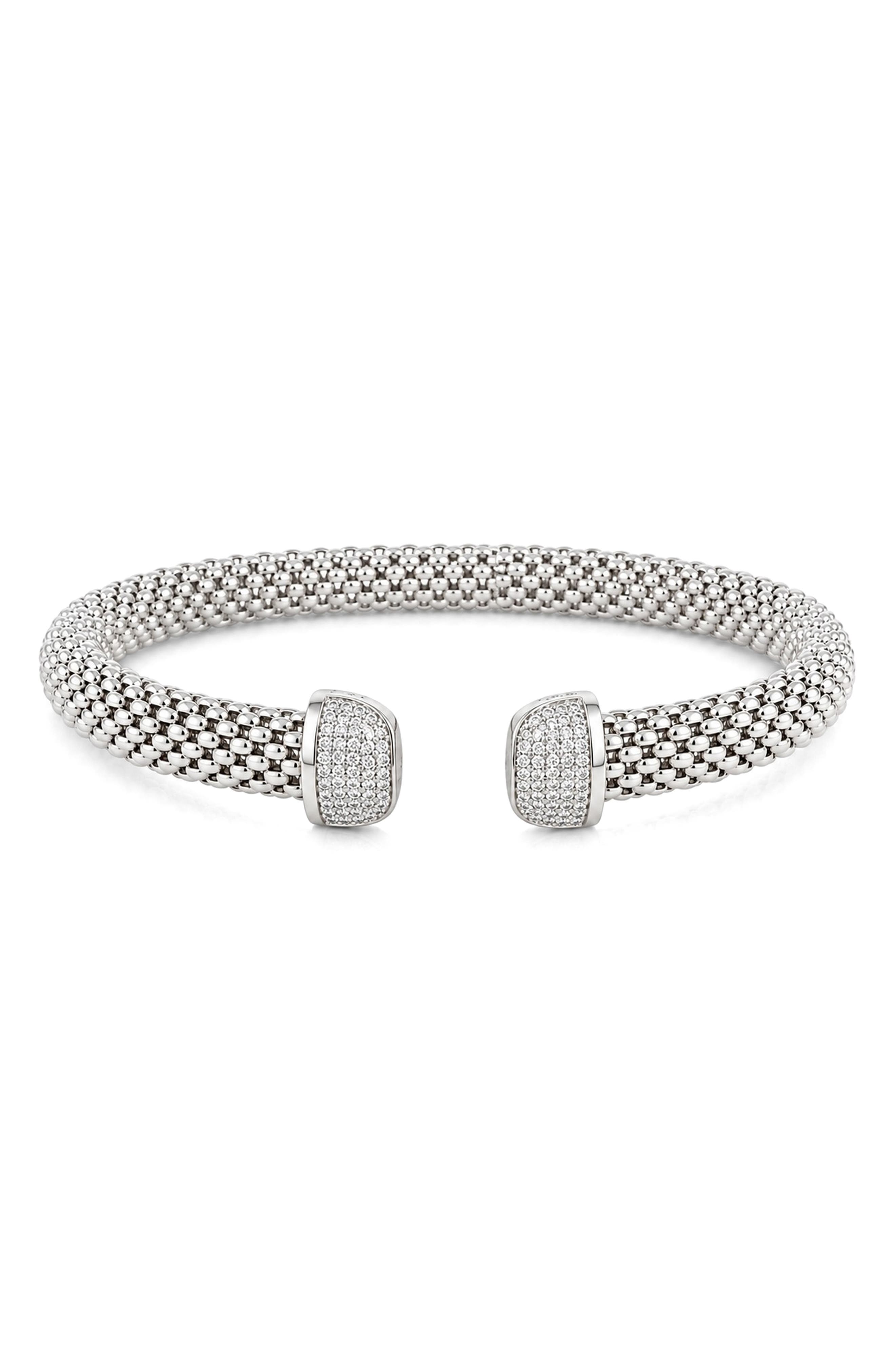 Diamond Pavé Sterling Silver Cuff Bangle