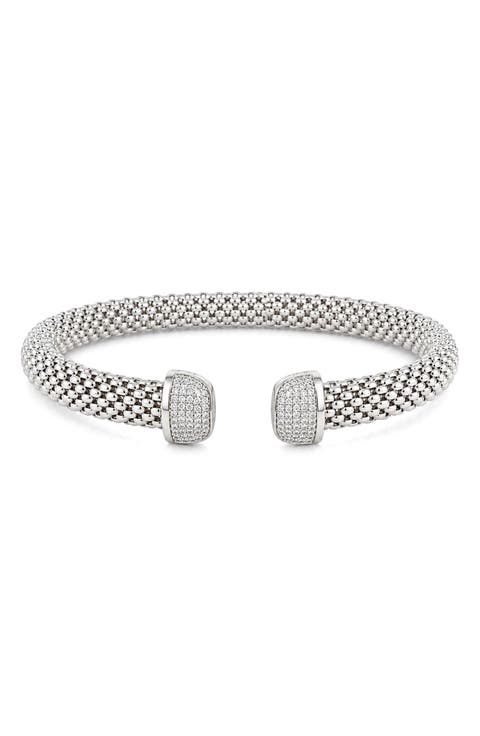 Diamond Pavé Sterling Silver Cuff Bangle