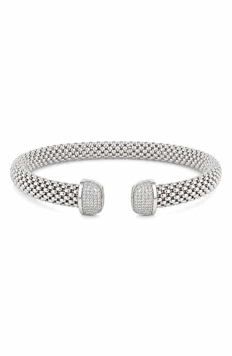 Diamond Pavé Sterling Silver Cuff Bangle
