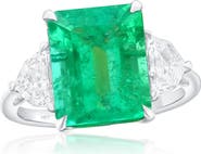 SOUZANA by Suzy Levian 14K White Gold 4.20ct Emerald & 0.50cttw Diamond Ring