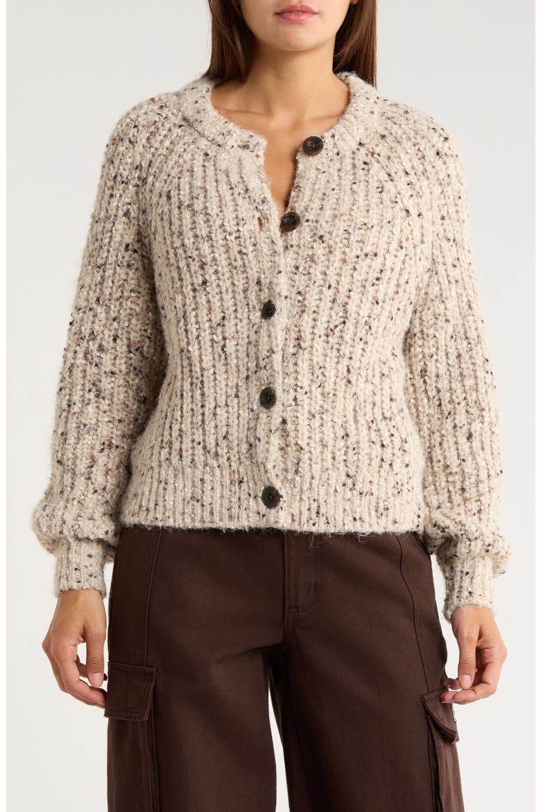 Relaxed Popcorn Cardigan, Main, color, GREY CHATEAU MULTI