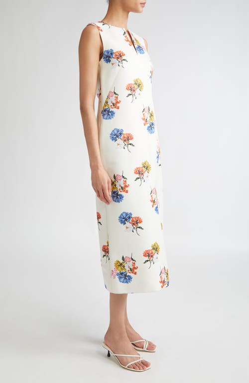 Emilia Wickstead Ludie Retro Bouquet Taffeta Faille Midi Dress In White