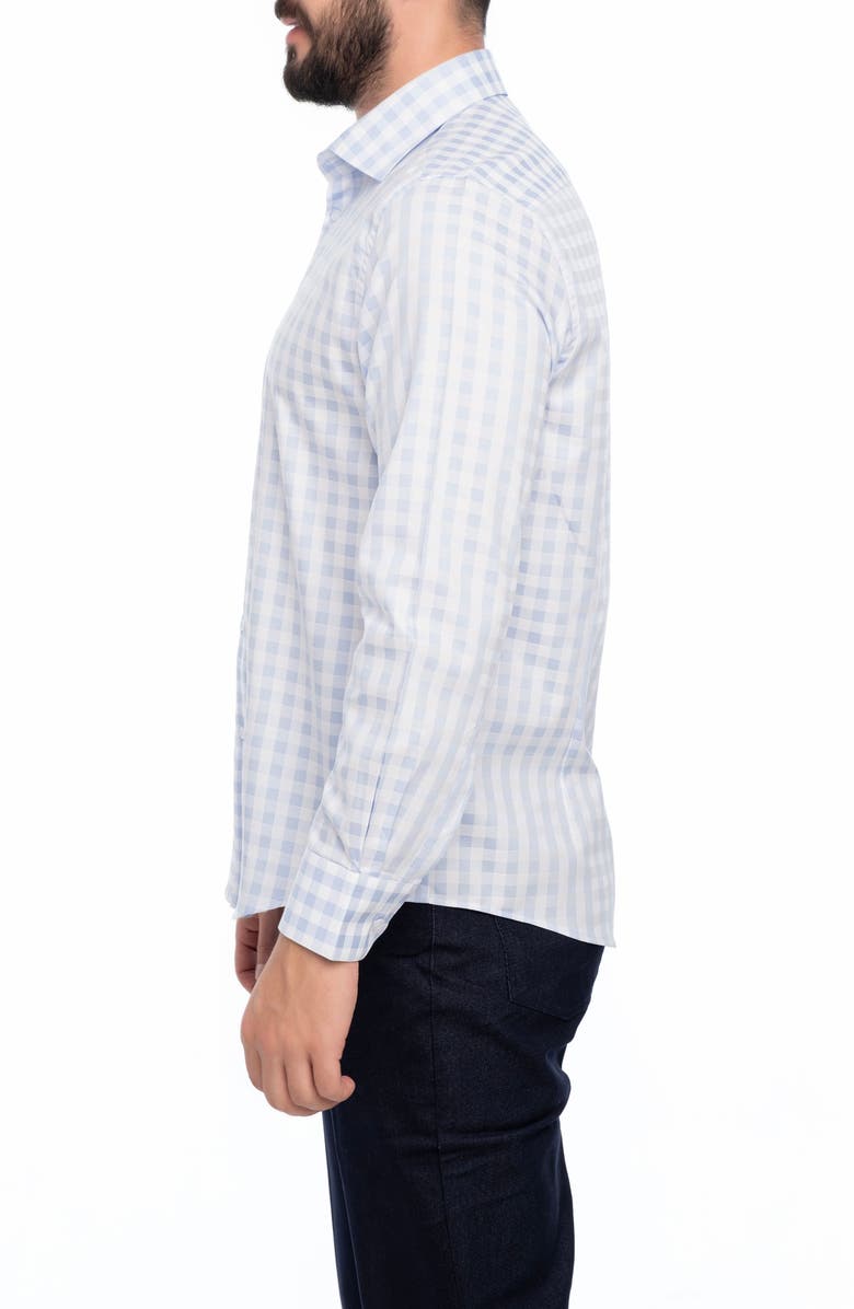 VELLAPAIS Check Cotton Slim Fit Button Down Shirt, Alternate, color, White