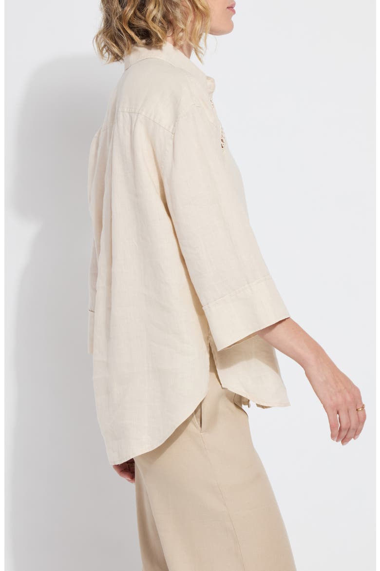Roxanna Embroidered Linen Button-Up Shirt, Alternate, color, SAILCLOTH