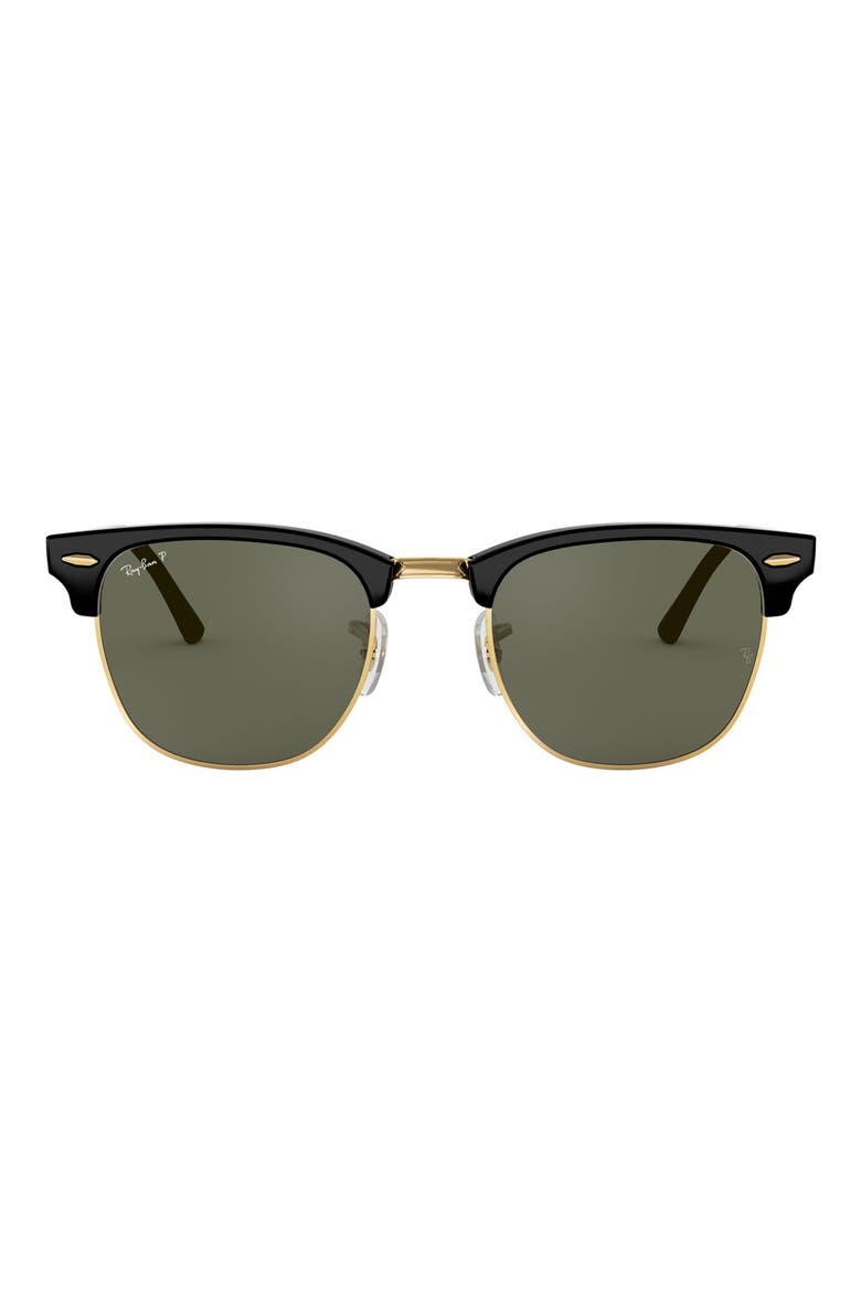 49mm Polarized Browline Sunglasses, Main, color, BLACK/ CRYSTAL GREEN